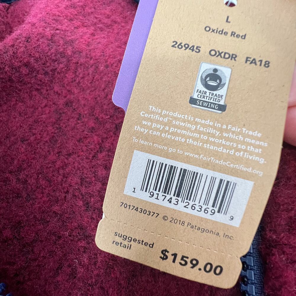 Patagonia Woolyester Fleece Jacket Women L Oxide Red Recycled Wool Worn Wear NEW - Picture 7 of 10